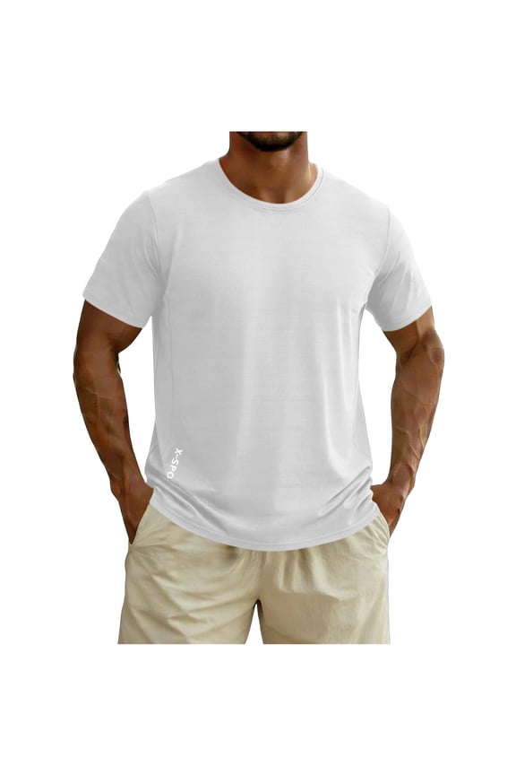 Shirts for Men, Men's Shirts Versatile Daily Casual Wear Striped Patchwork Lapel Shirt, Color Block Shirts Short Sleeve Simple Style Tees White L
