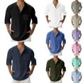 thumbnail image 1 of Shirts for Men Men's Solid Cotton Linen Henley Shirts Long Sleeve Hippie Casual Beach T Shirts Long Sleeve Shirts for Men Grey XXXL, 1 of 7
