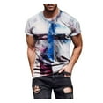 thumbnail image 1 of Shirts for Men Men's Street Trendy Casual Print Crew Neck Short Sleeve Plus Size Tops for Men Mens Shirts V Neck T Shirts Men White 4XL, 1 of 8