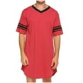 thumbnail image 1 of Shirts for Men, Men's V Neck Nightshirts Short Sleeve Soft Loose Pajama Shirt Sleepwear, Red 5XL, 1 of 2