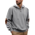 thumbnail image 1 of Shirts for Men, Mens Elbow Patches Fleece Hoodies Autumn Winter Outdoor Sport Workout Sweatshirt Drawstring Casual Coats with Pocket, 1 of 4