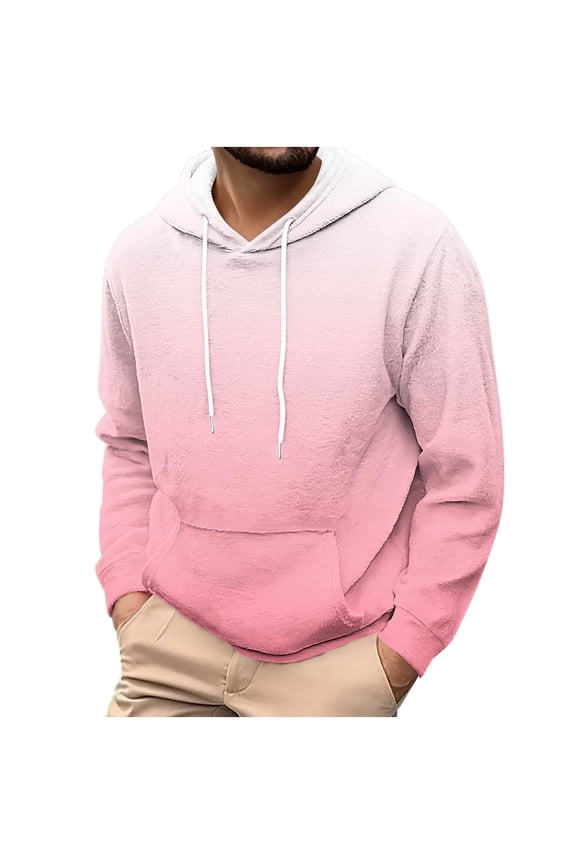 Shirts for Men, Mens Oversized Flannel Hoodie Ombre Graphic Hip Hop Long Sleeve Streetwear Fall Unisex Casual Hoodies with Pockets