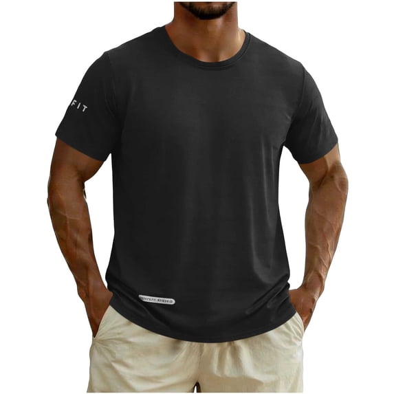 Shirts for Men, Mens Workout Shirts Sun Protection Athletic Short Sleeve Shirt Gym Running Swim Rash Guard Tops Black XL