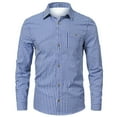 thumbnail image 1 of Shirts for Men Plaid Breathable Comfortable Long Sleeve Button Down Tops with Pocket Spring Summer Fall Versatile Mens Dress Shirts, 1 of 3