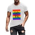 thumbnail image 1 of Shirts for Men Rainbow Love Printed Short Sleeved Round Neck T-shirt White L, 1 of 4