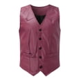 thumbnail image 1 of Shirts for Men Retro V-neck Solid Color Pocket With Button Leather Vest, 1 of 6