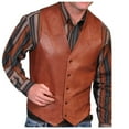 thumbnail image 1 of Shirts for Men Retro V-neck Solid Color Pocket With Button Leather Vest, 1 of 6