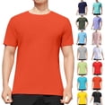 thumbnail image 1 of Shirts for Men Shirts Men Sport Tops Man Solid-Color Casual Elastic Sports Short Sleeved Round-Neck Blouses Orange XXXXL, 1 of 6