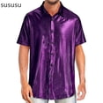 thumbnail image 1 of Shirts for Men Short Sleeve Lapel Button Down Solid Color Beach Shirts Lapel Tops Loose Hawaiianss Short Sleeve T Shirt Summer Shirts Men, 1 of 6
