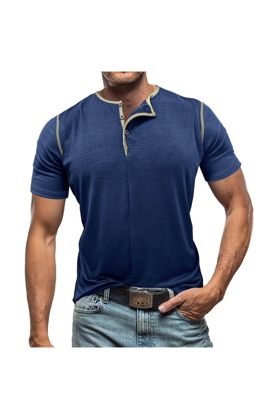 Shirts for Men Short Sleeve,Mens Casual Short Sleeve Henley Shirts Comfortable Cotton Vintage Raglan Sleeve T-Shirts with Soft Button Placket