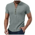 thumbnail image 1 of Shirts for Men,Short Sleeve T-Shirt Casual Solid Top Summer Comfortable Beach Breathable Relaxed Fit,Mens Dress Shirt,L,Grey, 1 of 5
