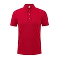 thumbnail image 1 of Shirts for Men Short Sleeve Turn-down Collar Button Solid Color Casual Polo T-Shirt Summer Collared Golf Shirt Red XL, 1 of 5