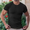thumbnail image 1 of Shirts for Men Short Sleeved Round Neck Casual Solid Color T-shirt Black XL, 1 of 3