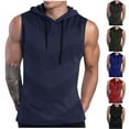 thumbnail image 1 of Shirts for Men Sleeveless Hoodie Solid Color Pullover Blouse Shirts Men's Plus Size Casual Drawstring Outdoor Sport Shirt, 1 of 6