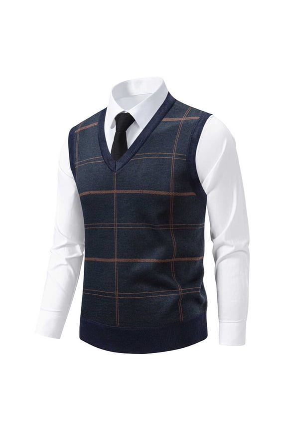 Shirts for Men Sleeveless Plaid British Style V-Neck Elastic Winter Padded Knit Sweater Tank,Tops for Men Plus Size Army Green XXL