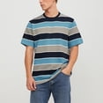 thumbnail image 1 of Shirts for Men Stripe Crew Neck Casual Short Sleeve Summer 2025 Lightweight Comfortable Top Blue Tshirts Shirts for Men, 1 of 4