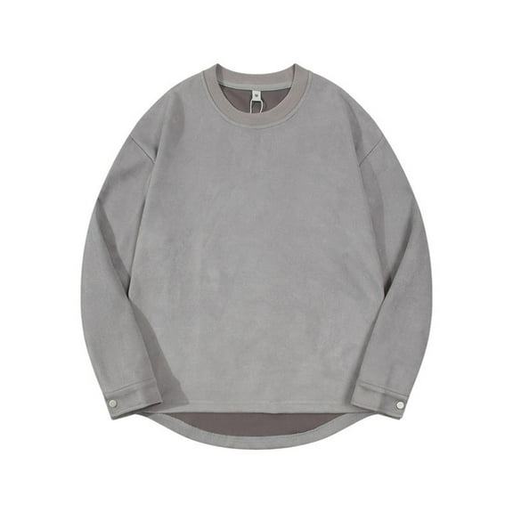 Shirts for Men Sweatshirts Man Solid Color Round Neck Loose Pullover Hoodie Fall Winter Fashion Undershirt Casual Indoor Wear