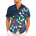 thumbnail image 1 of Shirts for Men Tropical Hawaiian Style Print Trend Short Sleeve Button Down Lapel Blousesbeach Casual Summer Tops Blue M, 1 of 4