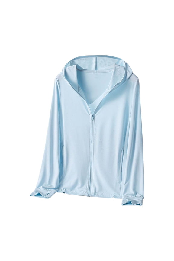 Shirts for Men,UPF 50+ Sun Hoodie Jacket Long Sleeve Full Zip Lightweight Fishing Hiking Outdoor Performance Shirt,Men Shirts,M,Blue