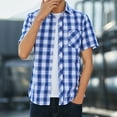 thumbnail image 1 of Shirts for Men, Xunlbb Men's Casual Check Button Lapel Fashion Long Sleeve Shirt on Clearance, 1 of 5