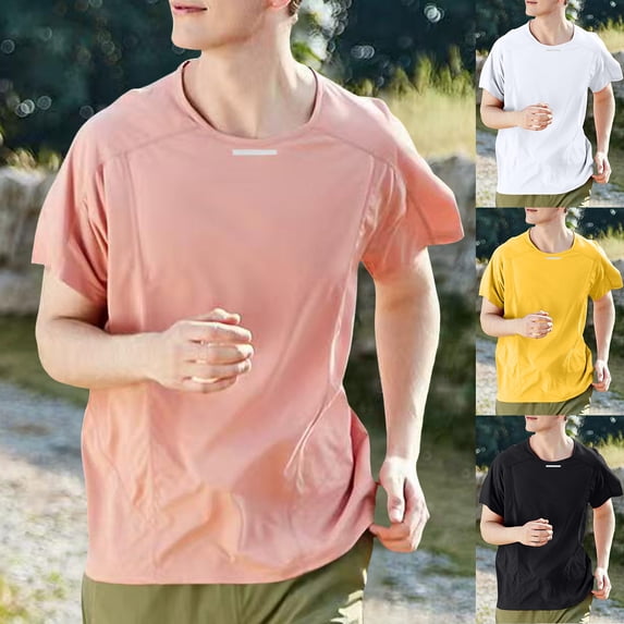 Shirts for Men short Sleeve Pack Crew Neck Casual Shirt Moisture-Wicking Undershirt Cotton Tops Summer Soft Plain Short Sleeve (Black,L)