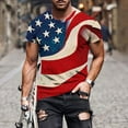 thumbnail image 1 of Shirts for Men under $5 Independence Day Short Sleeve Print Fallow Round Neck Casual T-shirt Blue XXL, 1 of 5