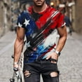 thumbnail image 1 of Shirts for Men under $5 Independence Day Short Sleeve Print Fallow Round Neck Casual T-shirt Red XXL, 1 of 5