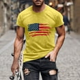 thumbnail image 1 of Shirts for Men under $5 Independence Day the United States Flag Print Short Sleeve Round Neck Pullover T-Shirt Yellow XXL, 1 of 5