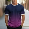thumbnail image 1 of Shirts for Men under $5 Short Sleeve Round-Neck Gradient Print Casual Sports T-shirt Purple L, 1 of 5