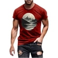 thumbnail image 1 of Shirts for Men under $5 Short Sleeved Round Neck Casual Printed Shirt, 1 of 4