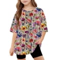 thumbnail image 1 of Shirts for Teens Girls Aesthetic Round Neck Tee Shirts Girls Short Sleeve Tops Size 14-16 Floral Printed Shirt Girls Blouses Size 8-10 My Items, 1 of 7