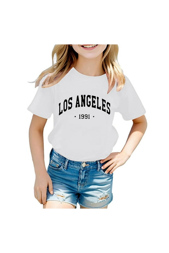 Shirts for Teens Girls Casual Crew Neck Short Sleeve Letter Tops Kids T-Shirts for Girls Fashionable Graphic Tees for Tween Trendy Clothes