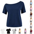 thumbnail image 1 of Shirts for Tween Short Sleeve Crew Neck Navy Shirt for Girls Basic Plain Back To School Clothes 11-12 Years, 1 of 5
