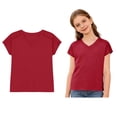 thumbnail image 1 of Shirts for Tween V Neck Short Sleeve Red T Shirts for Girls Oversized Girls Clothing 11-12 Years, 1 of 5