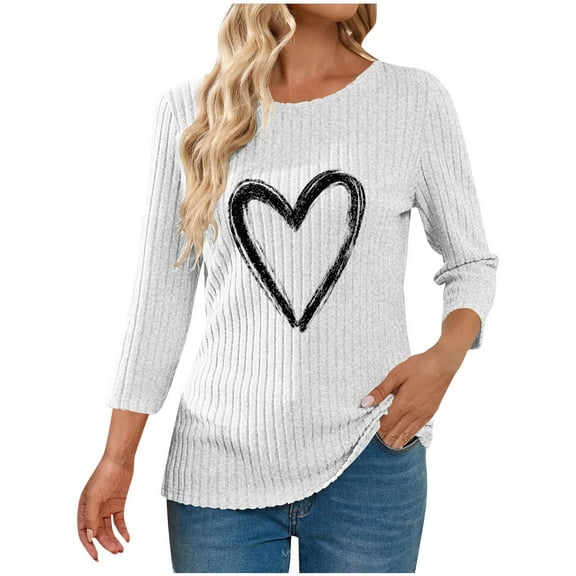 Shirts for Women 3/4 Length Sleeve Womens Tops Crew Neck Shirts Soft Basic Tees Business Work Blouses Women's Sweatshirts