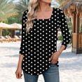thumbnail image 1 of Shirts for Women 3/4 Sleeve Square Neck Casual Printed Top Black XL, 1 of 5