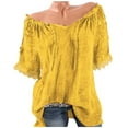 thumbnail image 1 of Shirts for Women,Blouses for Women, Casual Cold Off Shoulder Lace Neck Plue Size Tops Shirt Blouse,Blouses for Women Fashion, 1 of 6