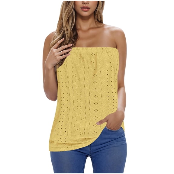 Shirts for Women,Blouses for Women, Strapless Bandeau Tank Summer Casual Sleeveless Tube Shirt Blouse Tanks,Womens Summer Clothes