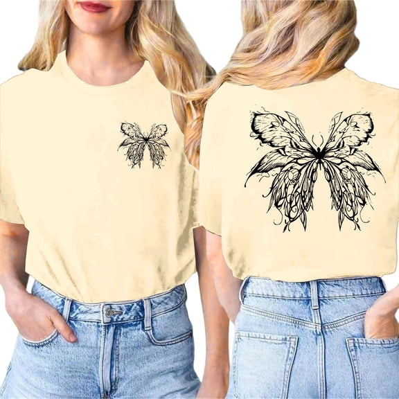 Shirts for Women Boho Wildflowers Graphic Short Sleeve Round Neck Tee Tops Summer Beach Vacation Casual Loose Blouses Z005-Beige S