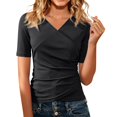 thumbnail image 1 of Shirts for Women Button Up Short Sleeve Loose Comfort Basic Casual T Shirt Womens Shirts Dressy Casual Black 2Xl, 1 of 7