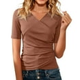 thumbnail image 1 of Shirts for Women Button Up Short Sleeve Loose Comfort Basic Casual T Shirt Womens Shirts Dressy Casual Coffee Xl, 1 of 7