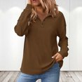 thumbnail image 1 of Shirts for Women Casual Waffle Knit V Neck Collared Long Sleeve Shirt Button Tunics Tops Coffee S, 1 of 6