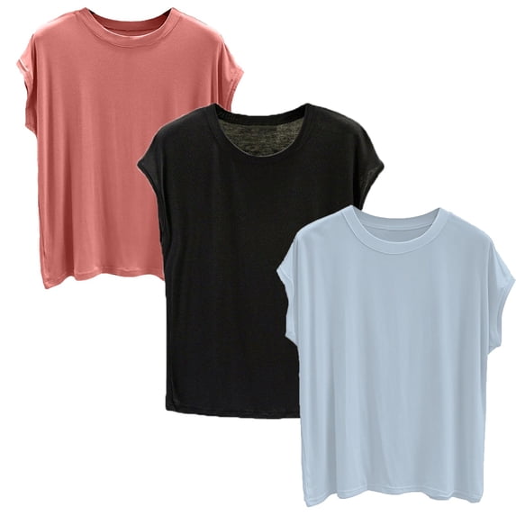 Shirts for Women Cotton Crew Neck T Shirt Soft Breathable Everyday Basic Tee Lightweight Casual Comfortable Top L Size Spring Summer Womens Tops