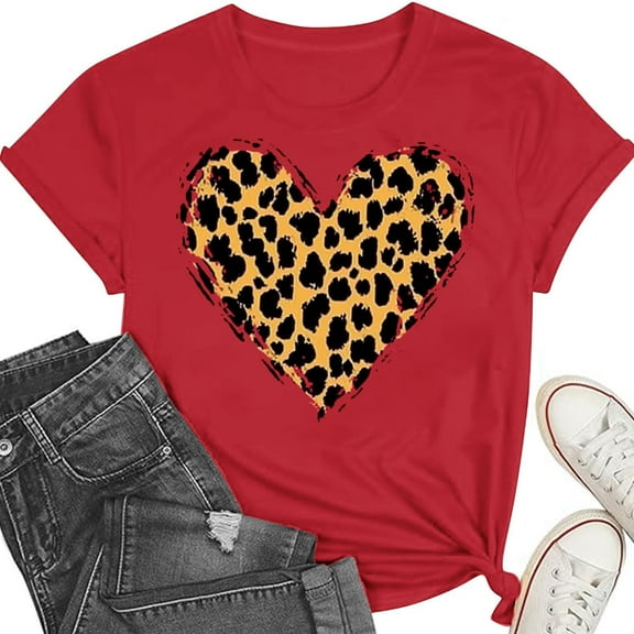 Shirts for Women Cute Love Heart Graphic Valentine's T Shirts Casual Spring Day Tops Tee Blouse