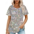 thumbnail image 1 of Shirts for Women Dressy Casual Sexy Sleeveless Tops For Women White White Summer Tops for Women Short Sleeve Evening Party Shirts White, 1 of 5