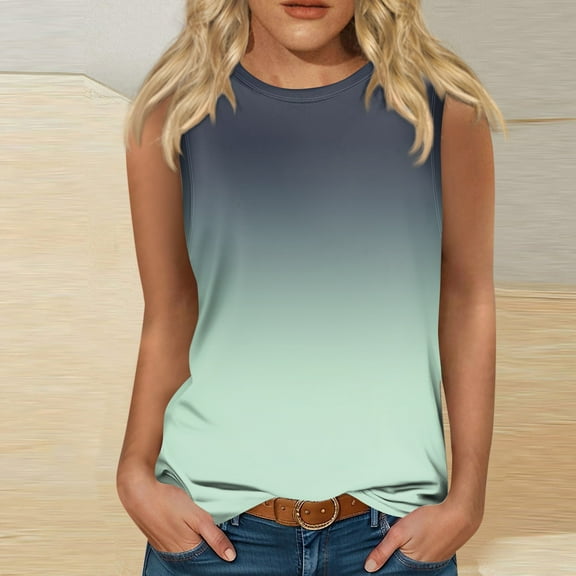 Shirts for Women Dressy Casual Women's Fashion Summer Round Neck Tank Top Lightweight Sleeveless Print Tank Top