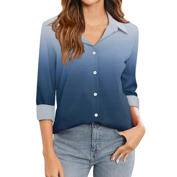 Shirts for Women Dressy Casual Women's T Shirt Tee Prints Womens Long Sleeve Button Shirt Blouse Casual Tops
