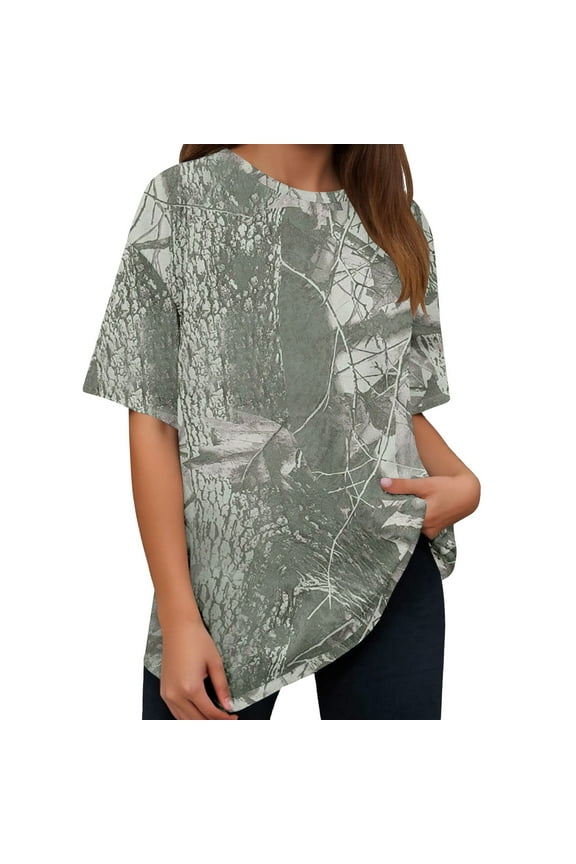 Shirts for Women Dressy Top Floral Printed Fashion Print Casual Crew Neck Tee Basic Blouses