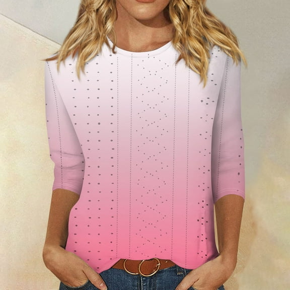 Shirts for Women Dressy Women's Casual Loose Fitting Printed T-shirt Round Neck Pullover Short Sleeved Top