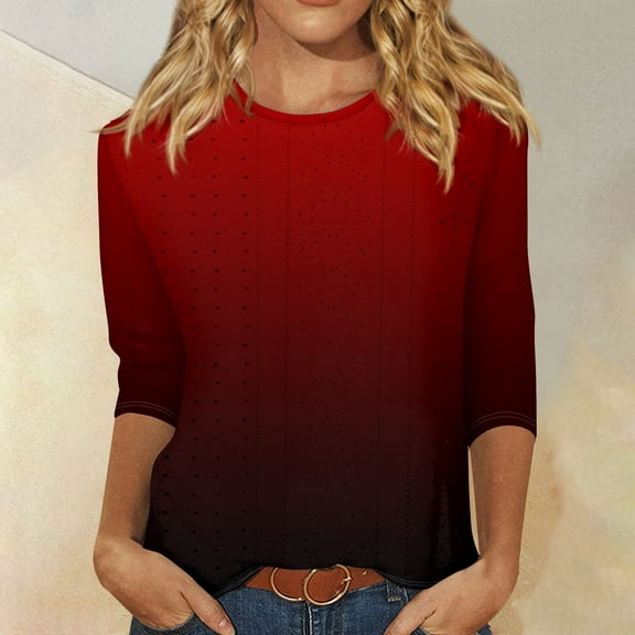 Shirts for Women Dressy Women's Casual Loose Fitting Printed T-shirt Round Neck Pullover Short Sleeved Top